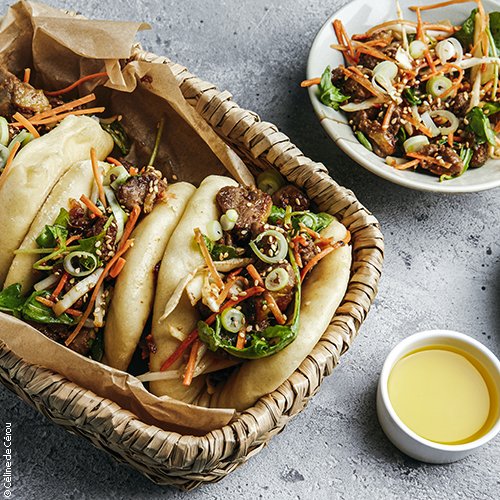 Bao buns au canard, huile d'olive du Languedoc AOP