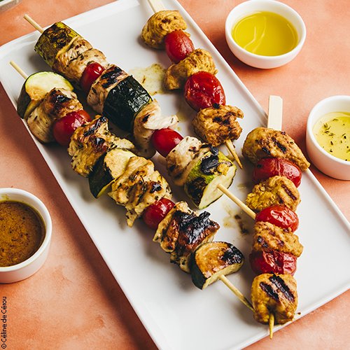 Brochette de dinde marinée