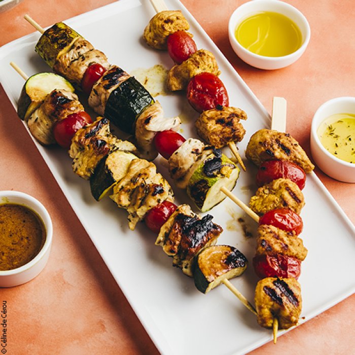 Brochette de dinde marinée