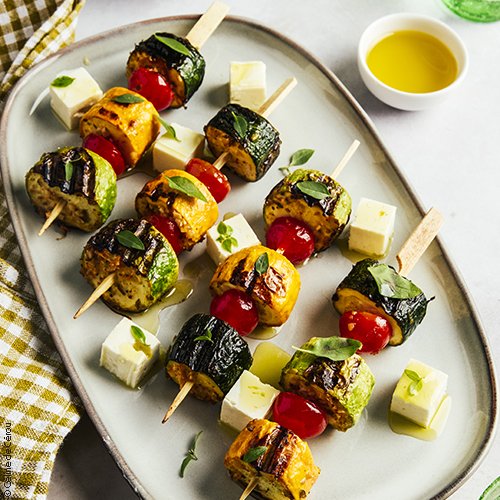 Brochettes de courgettes et tomates cerises