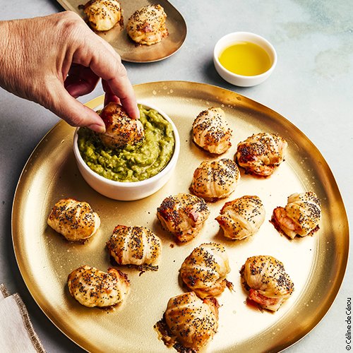 Gambas croustillantes au guacamole et huile d'olive