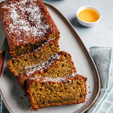 Gâteau moelleux matcha, coco, huile d'olive