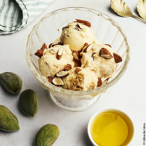 Glace maison fleur d'oranger-miel-amande-huile d'olive
