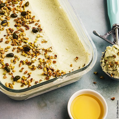 Glace maison pistache-huile d'olive