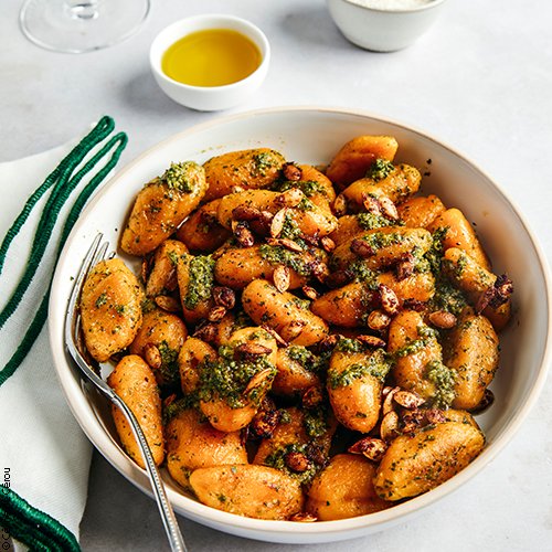 Gnocchis de butternut, sauce verte
