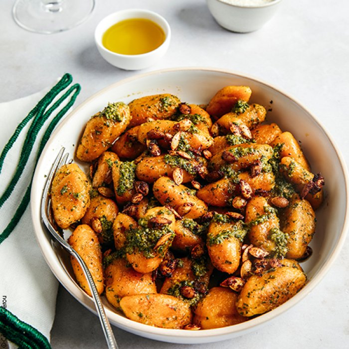 Gnocchis de butternut, sauce verte