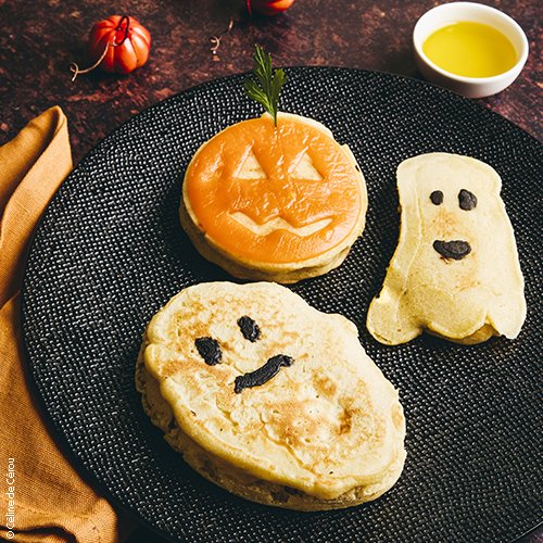 Pancakes d'Halloween au jambon-fromage-huile d'olive