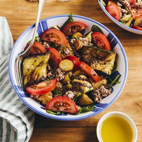 Salade fraîcheur estivale huile d’olive-légumes rôtis