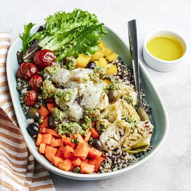 Poke bowl provençal, huile d'olive de Haute-Provence AOP