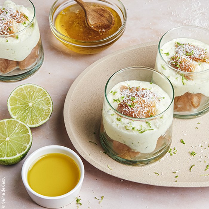 Tiramisu coco-citron vert-basilic-huile d'olive