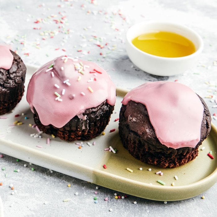 Cupcake rouge au chocolat-betterave