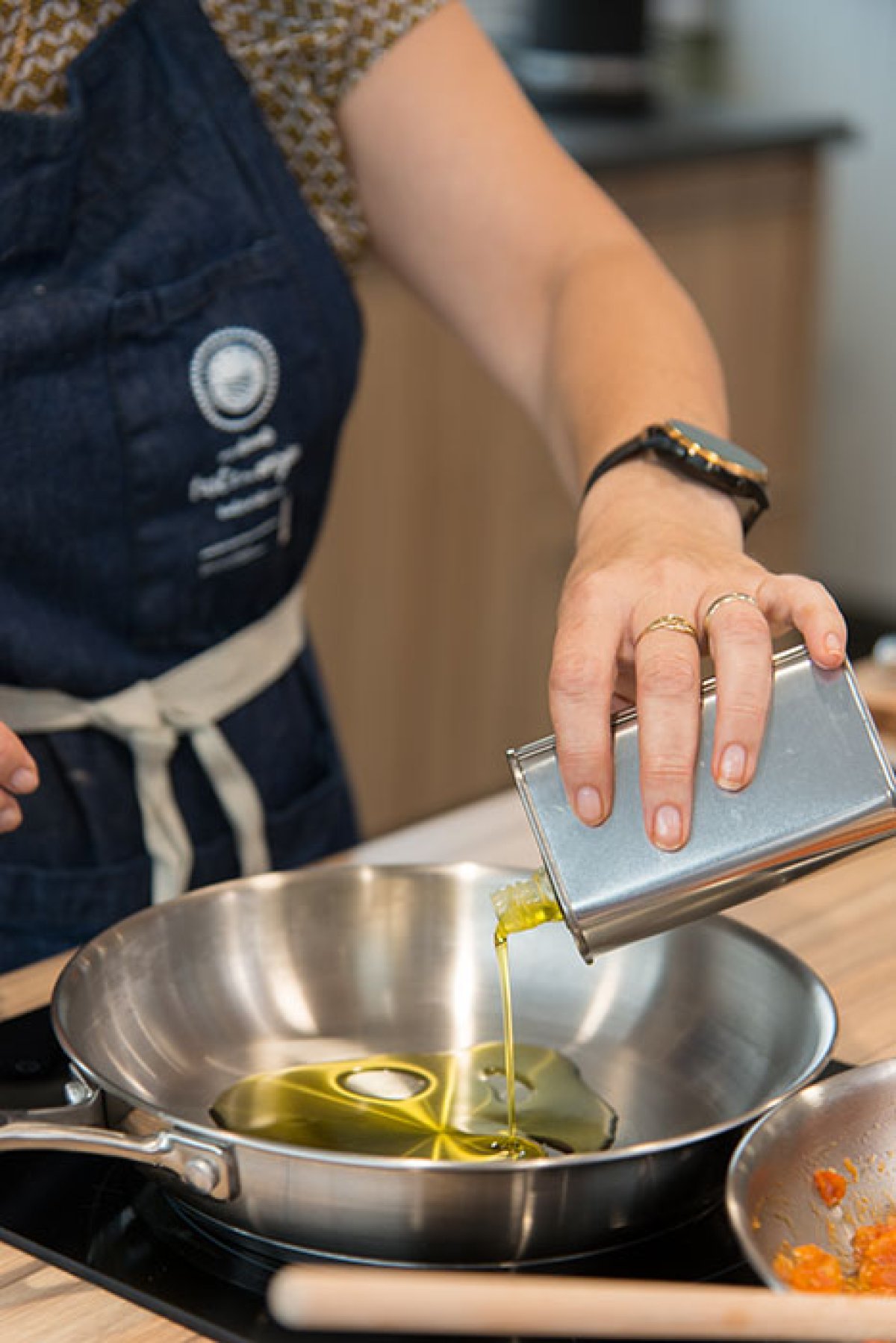 Huile d'olive en cuisson