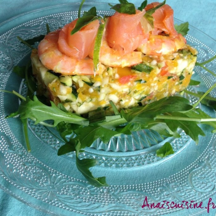 Fraîcheur de crevettes aux légumes