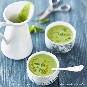 Gaspacho de petits pois à la menthe