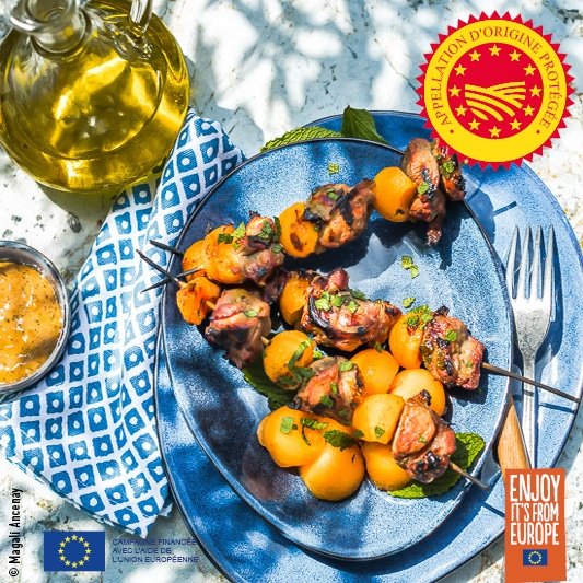 Brochettes agneau / melon à l’huile d’olive de Haute-Provence AOP