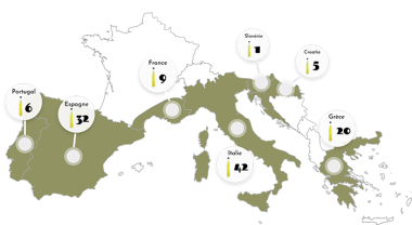 Carte Europe Huiles d'olive AOP
