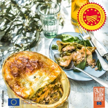 Feuilleté saumon – poireau à l’huile d’olive de Corse – Oliu di Corsica AOP