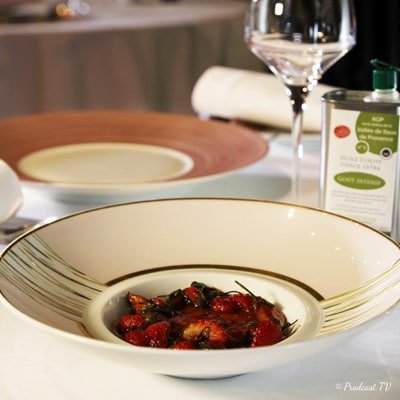 Fraises mara des bois de Gattières à l'huile d'olive et basilic