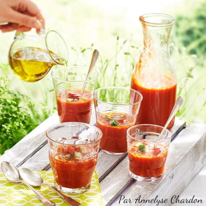 Gaspacho à l'huile d'olive goût à l'ancienne