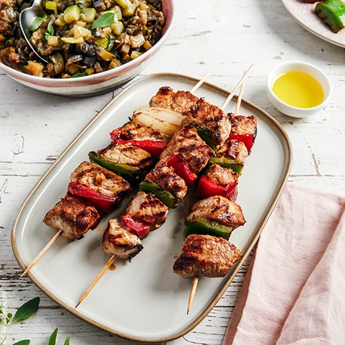 Brochettes de porc caramélisées