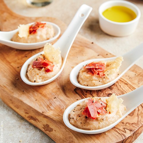 Crème de topinambour à l’huile d’olive et chorizo