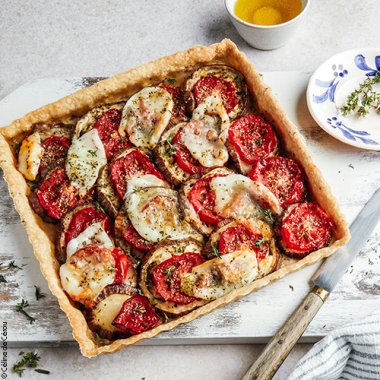 Tarte aubergine-tomate-mozzarella