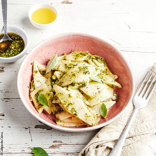 Testaroli au pesto sans ail