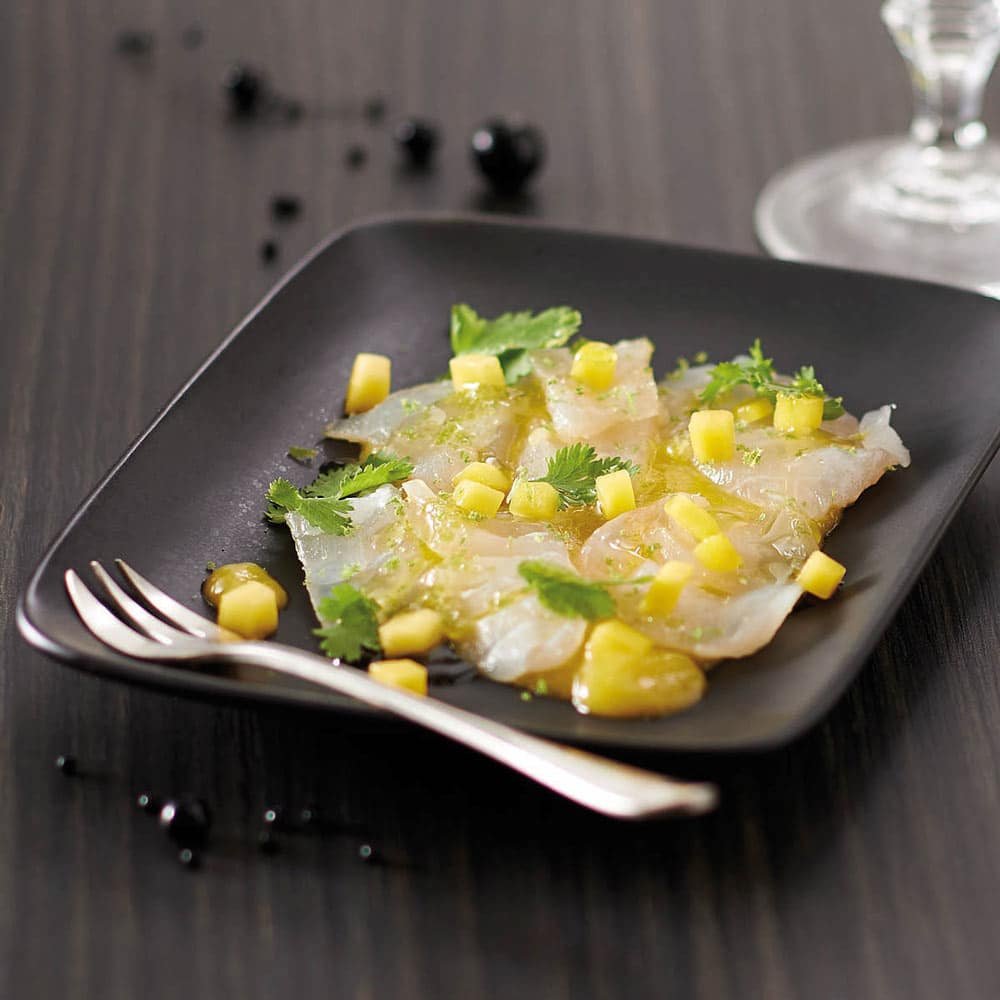 Carpaccio de cabillaud et mangue