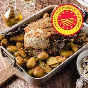 Carré de porc sauce aux morilles, huile d’olive de la Vallée des Baux-de-Provence – olives maturées AOP