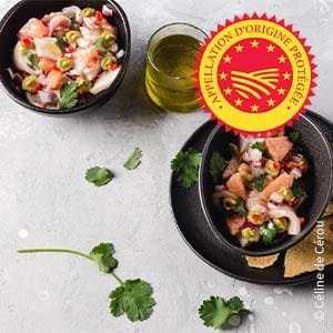 Ceviche d’espadon et pamplemousse à l’huile d’olive de Haute-Provence AOP