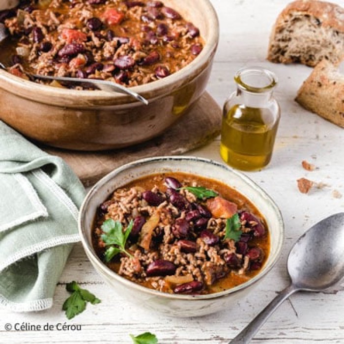 Chili con carne, huile d'olive de Haute-Provence AOP