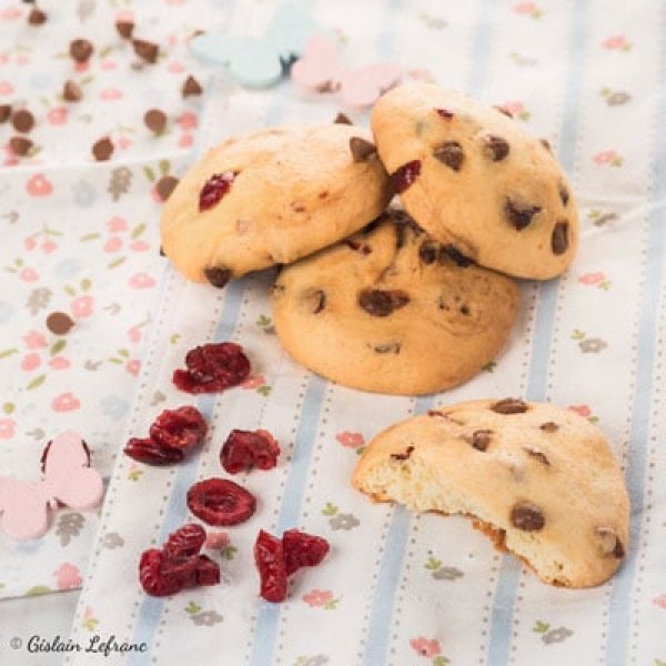 Cookies chocolat au lait, cranberries et huile d'olive
