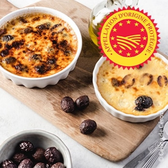Crème brûlée salée aux olives