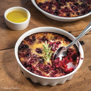 Gratin cerises-romarin-huile d'olive goût intense