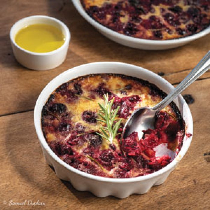 Gratin cerises-romarin-huile d'olive goût intense