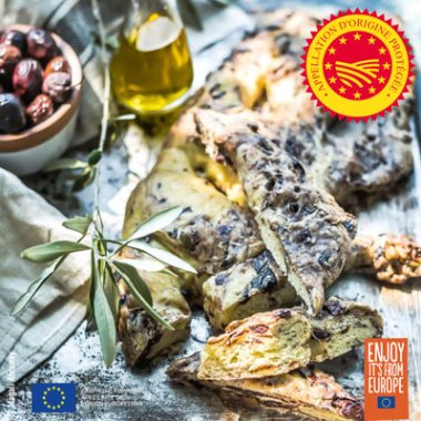 Fougasse aux olives à l'huile d'olive de Nîmes AOP