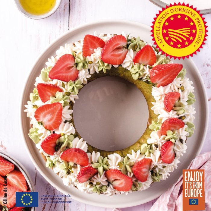 Gâteau fraises-pistaches
