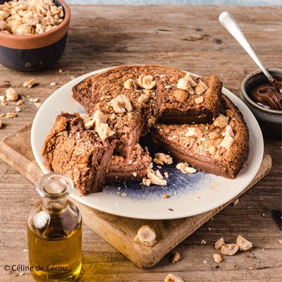 Gâteau magique nutella, noisettes croustillantes