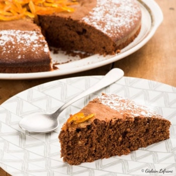 Gâteau orange, chocolat, huile d'olive