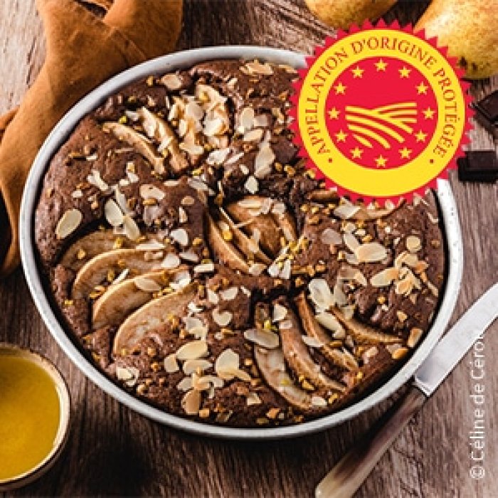 Gâteau choco-poire-huile d’olive de Nyons AOP