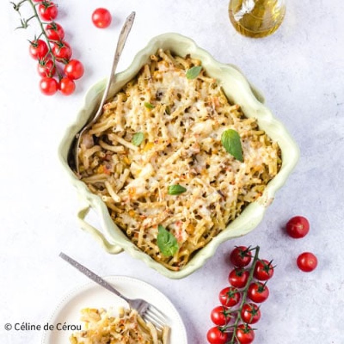 Gratin de pâtes aux légumes du soleil
