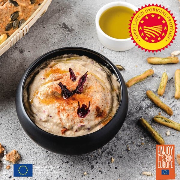 Houmous fleuri à l'huile d'olive de Nice