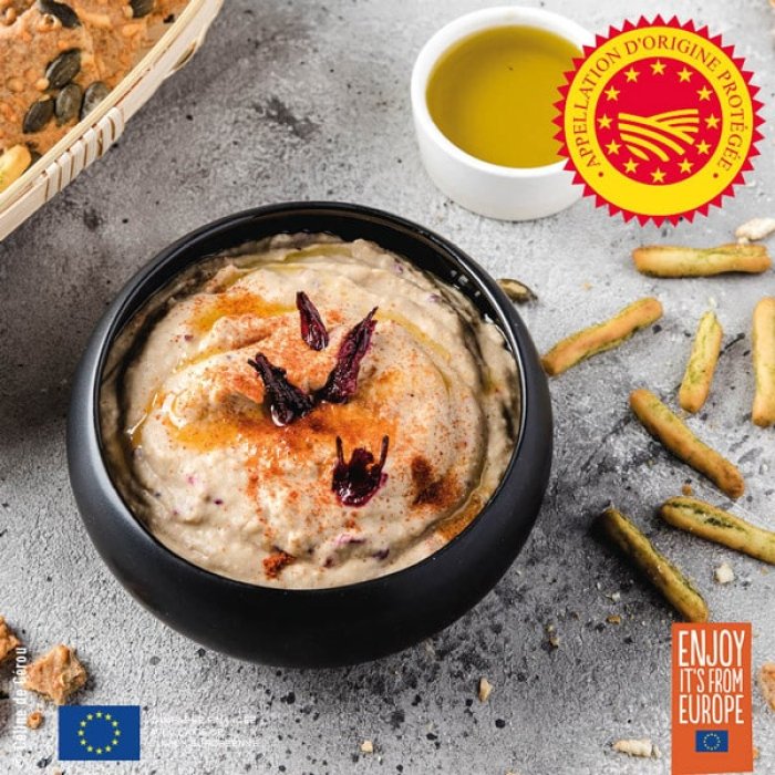 Houmous fleuri à l'huile d'olive de Nice