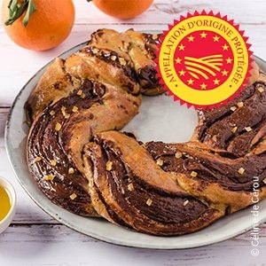 Kringel, brioche fleur d’oranger, agrumes, chocolat et huile d’olive de Nyons AOP