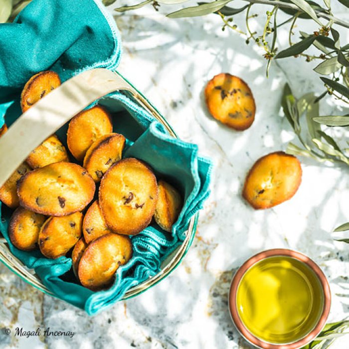 Madeleines menthe-chocolat à l’huile d’olive goût intense