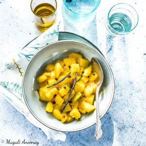 Mangue rôtie, beurre de gingembre, sirop de poivre Timut