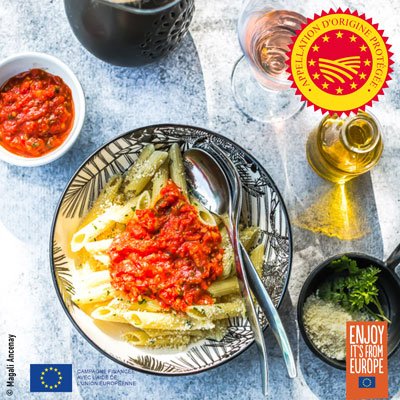 Penne all’arrabiata à l’huile d’olive de Haute-Provence AOP