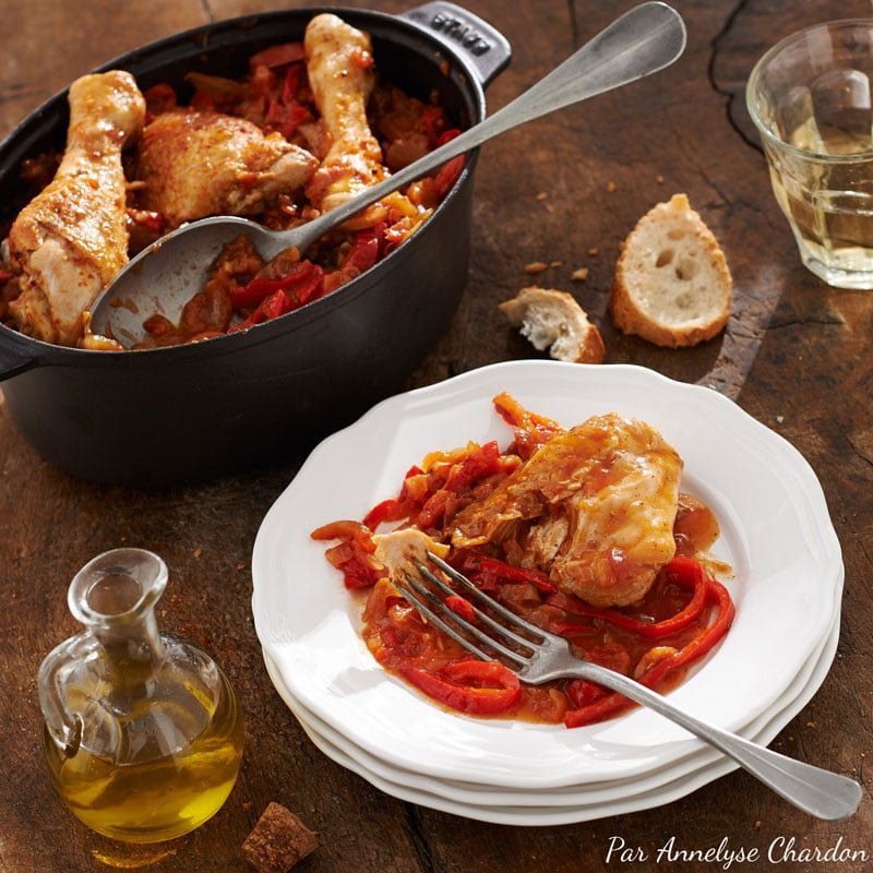 Poulet basquaise à l'huile d'olive