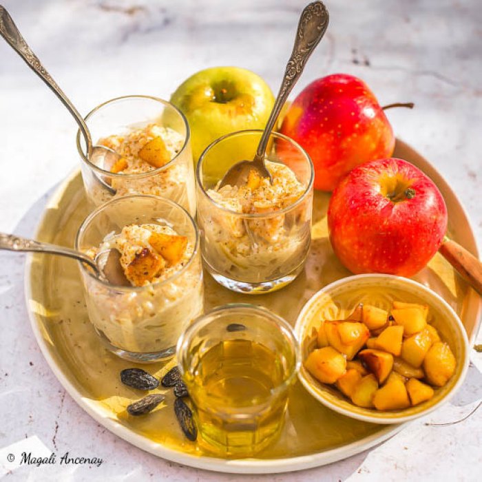 Riz au lait, pomme, fève tonka