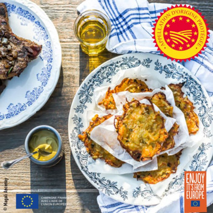 Röstis de pommes de terre au four à l’huile d’olive de Provence – olives maturées AOP